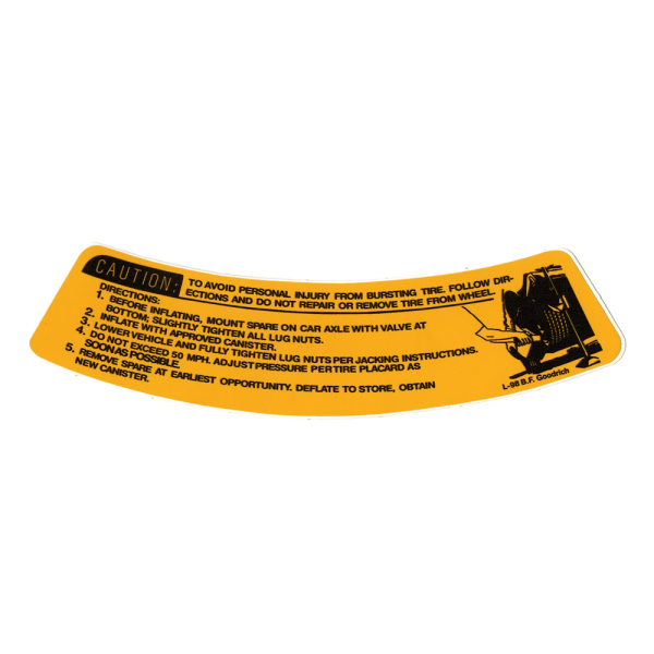 Rubber The Right Way - Space Saver Spare Tire Warning Decal