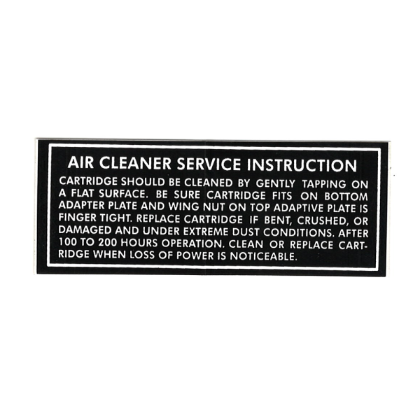 Pontiac Air Cleaner Service Instructions Decal