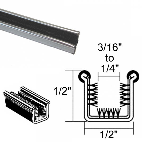 Rubber The Right Way - Window / Glass Run Channel - Rigid - With Stainless Bead - Pair of 3' Strips - 1/2" Tall 1/2" Wide