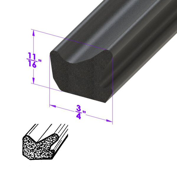 12-088X - Universal Rubber Door Trunk Seal