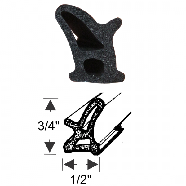 Metro Moulded Parts - General Use Sponge Rubber Extrusion Seal - 3/4" x 1/2" - FREE SAMPLE