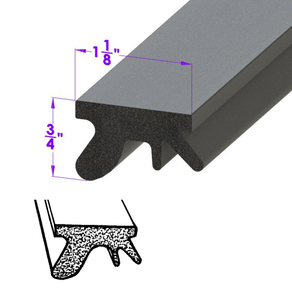 Metro Moulded Parts - General Use Sponge Rubber Extrusion Seal - 1-1/8" x 3/4" - FREE SAMPLE