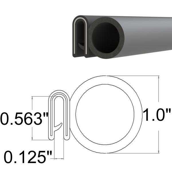 34-010X - Side Bulb Seal 1 Inch Bulb