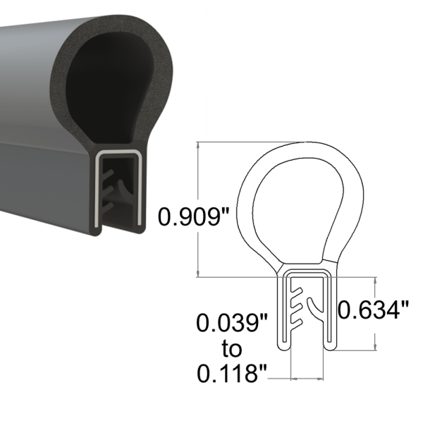 34-009X - Top Bulb Seal Weatherstrip