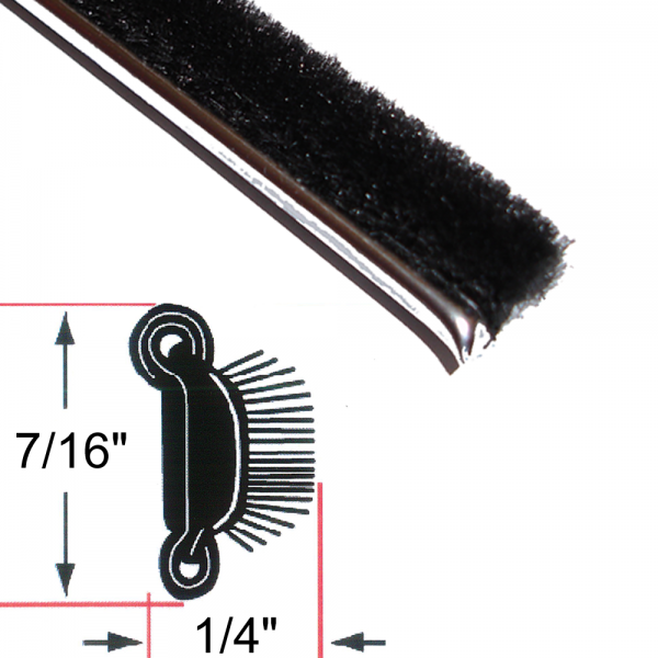 Cooper Standard - Beltline Weatherstrip - Also Called Window Sweeps, Felts or Fuzzies - Flexible - Inner or Outer - 7/16" Tall 1/4" Wide - Stainless Bead - FREE SAMPLE