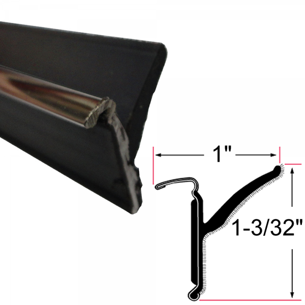 Fairchild Industries - Beltline Weatherstrip - Also Called Window Sweeps, Felts or Fuzzies - Rigid - Inner or Outer - 1-3/32" Tall 1" Wide - Stainless Lip - FREE SAMPLE