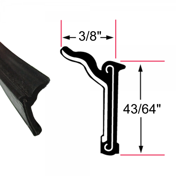 Cooper Standard - Beltline Weatherstrip / Window Sweeps / Felts / Fuzzies - Rigid - 43/64" Tall 3/8" Wide - FREE SAMPLE