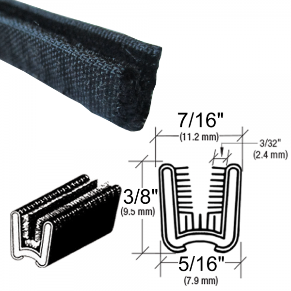 Cooper Standard - Window / Glass Run Channel - Flexible - 8' Strip - 3/8" Tall 5/16" Wide - FREE SAMPLE