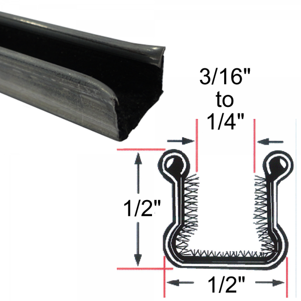 Cooper Standard - Window / Glass Run Channel - Rigid - Pair of 15" Strips - 1/2" Tall 1/2" Wide - FREE SAMPLE