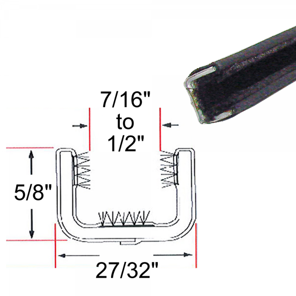 Cooper Standard - Window / Glass Run Channel - Flexible - 5' Strip - 5/8" Tall 27/32" Wide - FREE SAMPLE