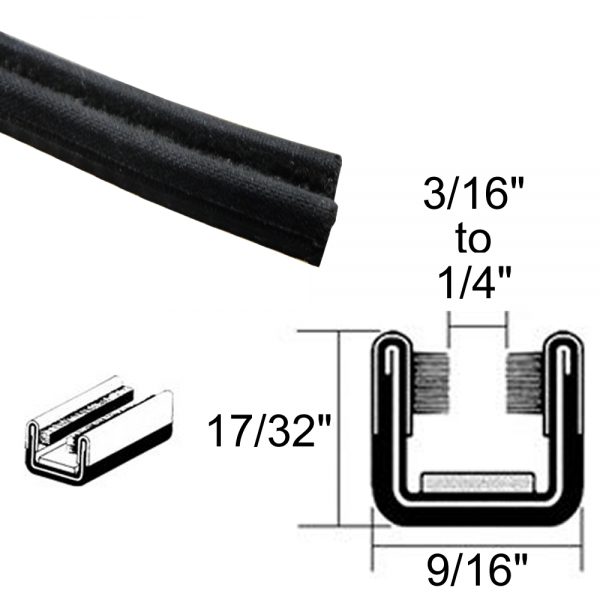 Cooper Standard - Window / Glass Run Channel - Flexible 5' Strip - 17/32" Tall 9/16" Wide - FREE SAMPLE