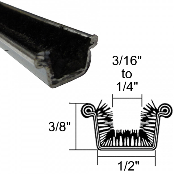 Cooper Standard - Window / Glass Run Channel - Rigid - With Stainless Bead - Pair of 3' Strips - 3/8" Tall 1/2" Wide - FREE SAMPLE