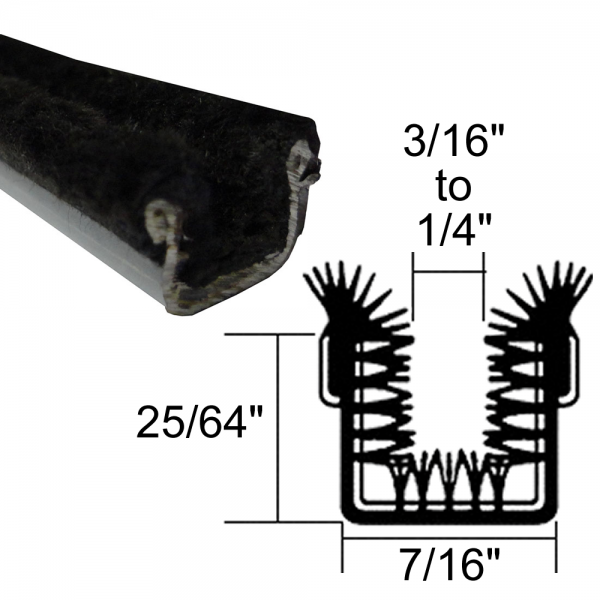 Cooper Standard - Window / Glass Run Channel - Rigid - Pair of 4' Strips - 25/64" Tall 7/16" Wide - FREE SAMPLE