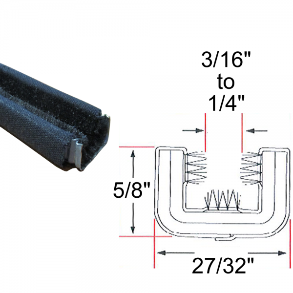 Cooper Standard - Window / Glass Run Channel - Flexible - 5' Strip - 5/8" Tall 27/32" Wide - FREE SAMPLE