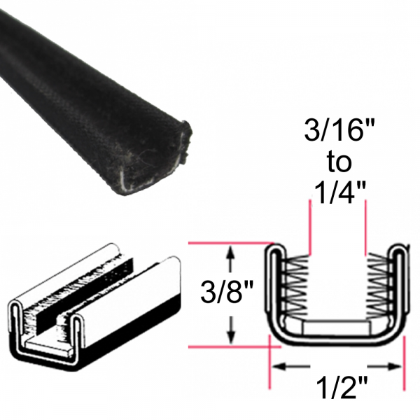 Cooper Standard - Window / Glass Run Channel - Rigid - Pair of 4' Strips - 3/8" Tall 1/2" Wide - FREE SAMPLE