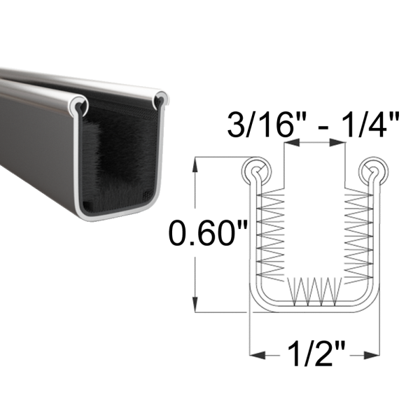 10-445X - Glass Run Channel - Rigid - 0.50 Inch Wide 0.60 Inch Tall