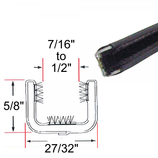 Cooper Standard - Window / Glass Run Channel - Flexible - 8' Strip - 5/8" Tall 27/32" Wide - FREE SAMPLE