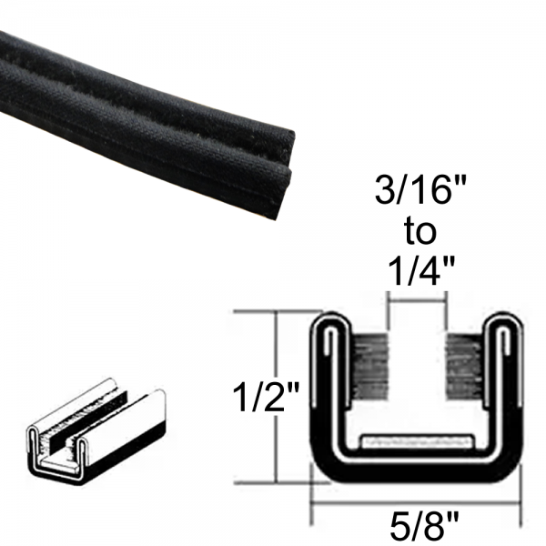 Cooper Standard - Window / Glass Run Channel - Flexible 6' Strip - 1/2" Tall 5/8" Wide - FREE SAMPLE