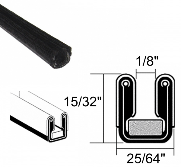 Cooper Standard - Window / Glass Run Channel - Rigid - Pair of 4' Strips - 15/32" Tall 25/64" Wide - FREE SAMPLE