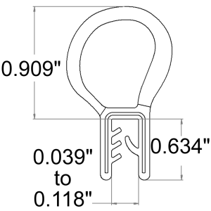 34-009X - Top Bulb Seal Weatherstrip