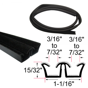 Window / Glass Run Channel - Flexible - 8' Strip - Sliding Windows - 15/32" Tall 1-1/16" Wide - FREE SAMPLE