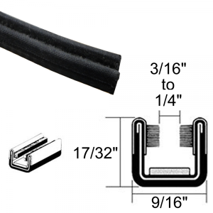 Window / Glass Run Channel - Flexible 5' Strip - 17/32" Tall 9/16" Wide - FREE SAMPLE