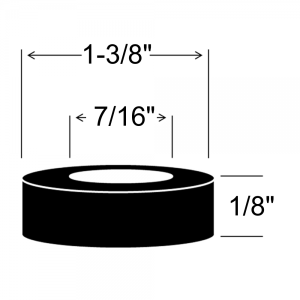 Rubber Washer - 7/16" ID X 1-3/8" OD X 1/8" Thick - 12 Pieces