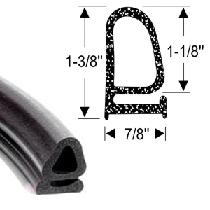 General Use Sponge Rubber Extrusion Seal - 7/8" x 1-3/8" - Many Applications Including Doors, Trunk, Cowl, Etc.